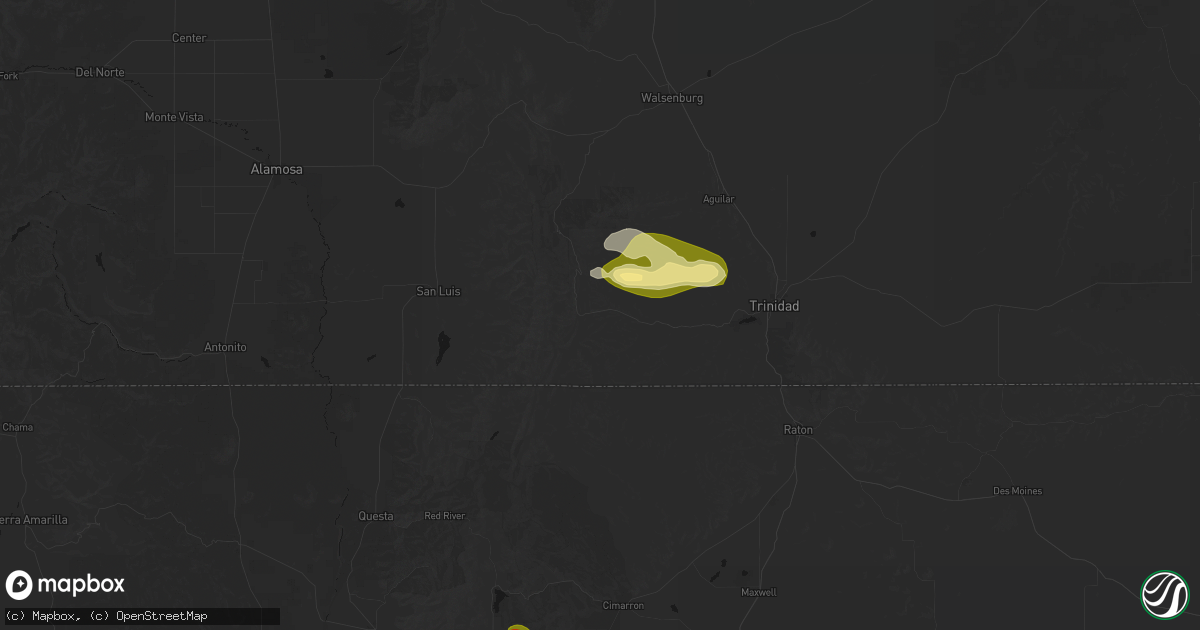 Hail map in Weston, CO on August 4, 2026