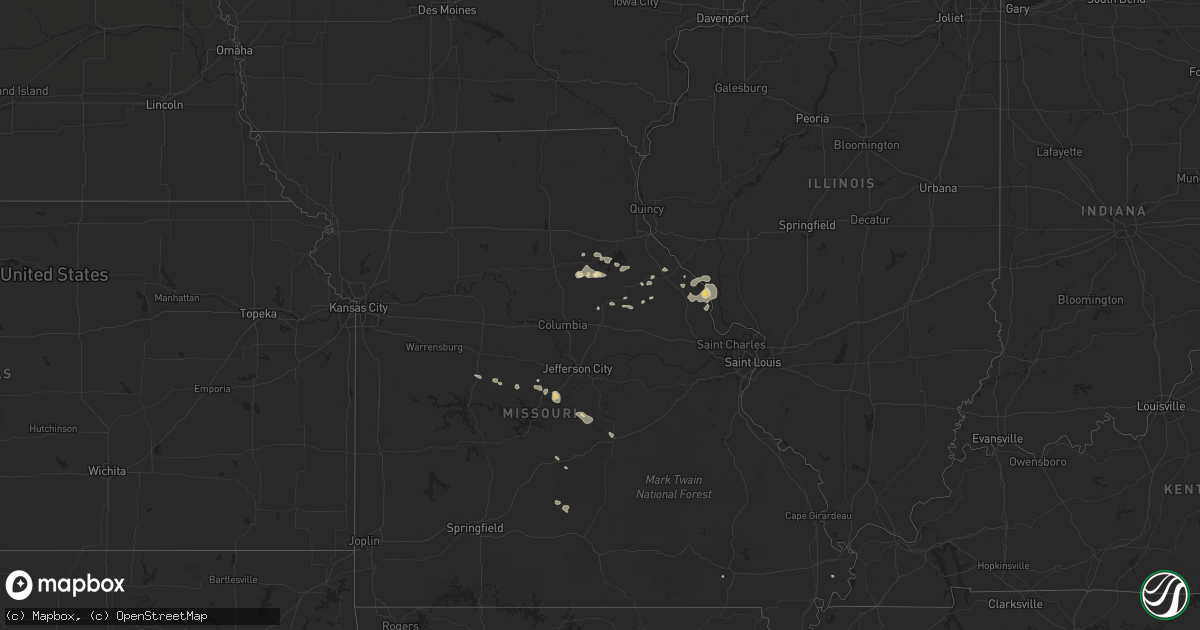 Hail map in Mississippi on August 5, 2011
