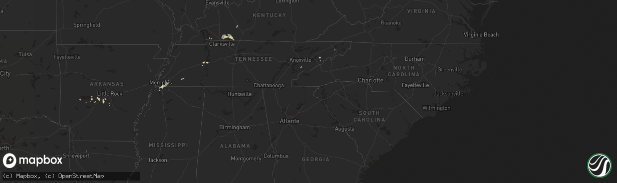 Hail map in Arkansas on August 5, 2012