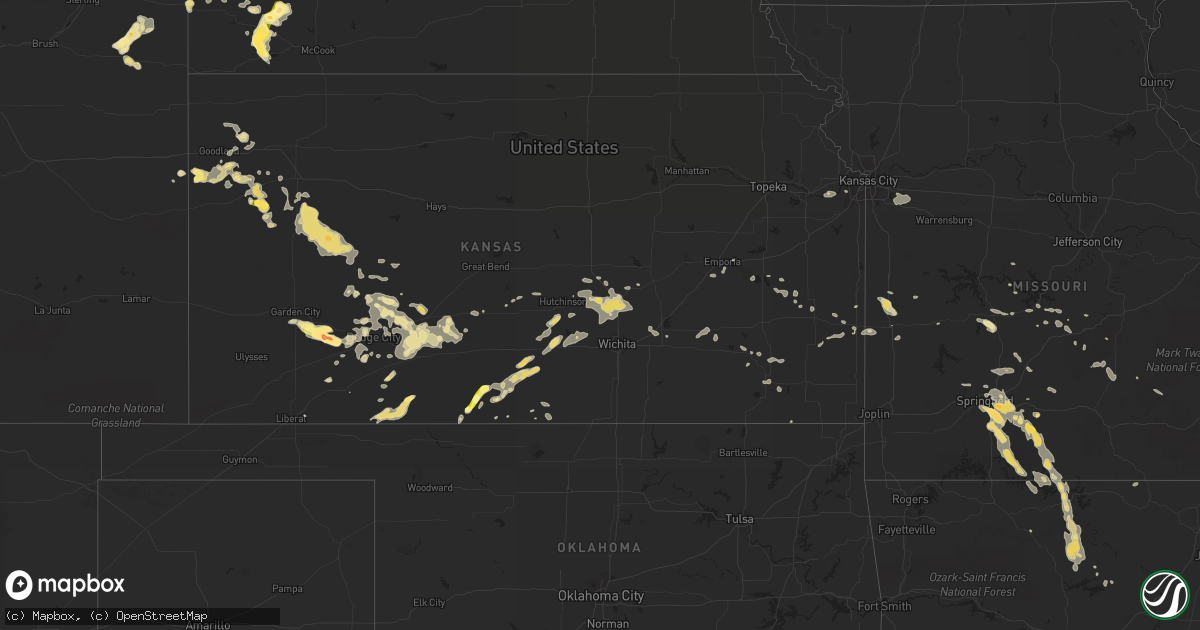 Hail map in South Dakota on August 5, 2013