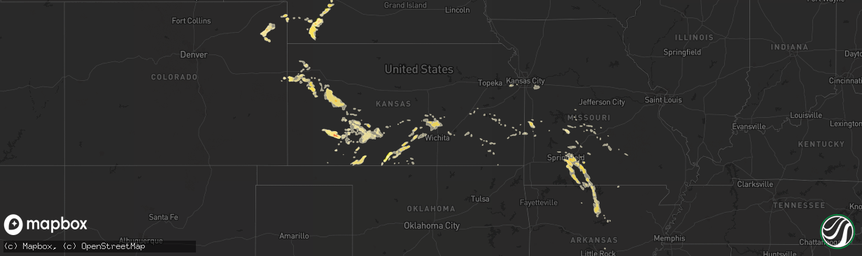 Hail map in Wyoming on August 5, 2013
