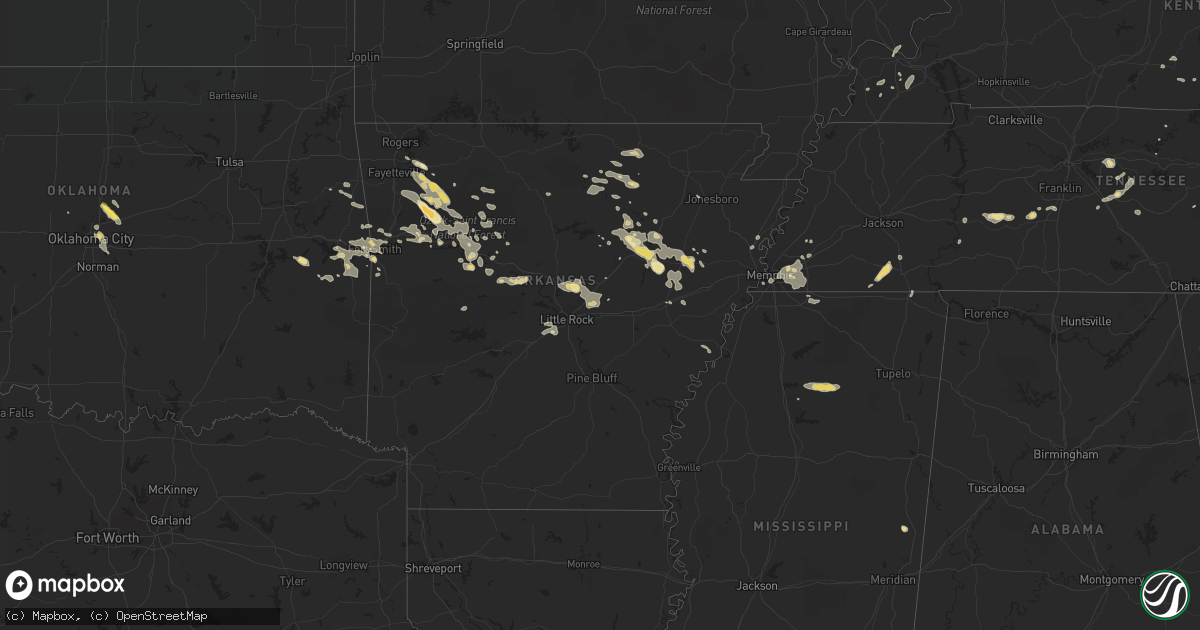 Hail map in Arkansas on August 5, 2015