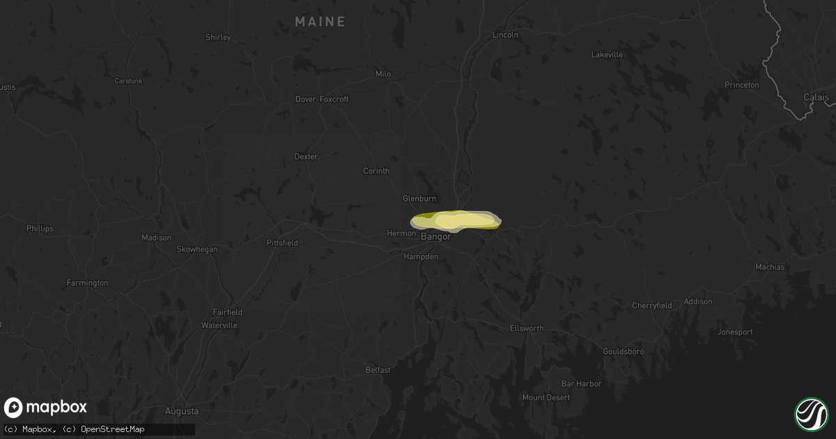 Hail map in Bangor, ME on August 5, 2015