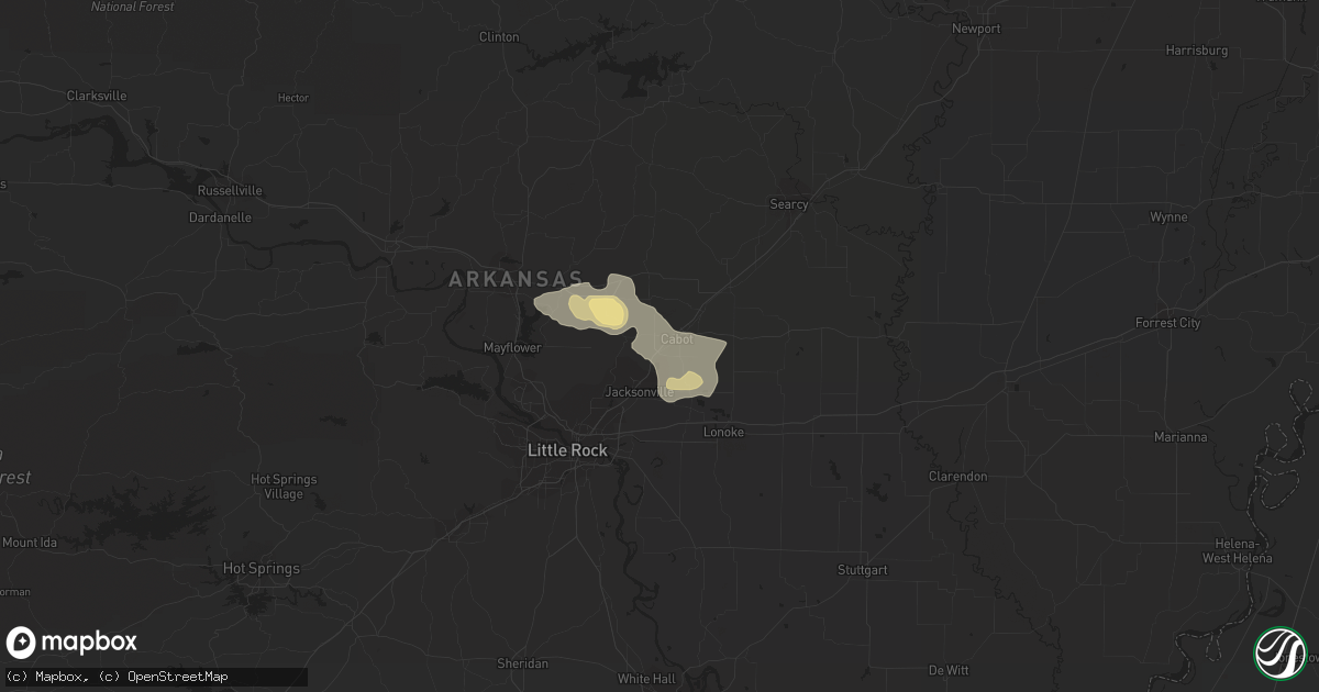 Hail map in Cabot, AR on August 5, 2015