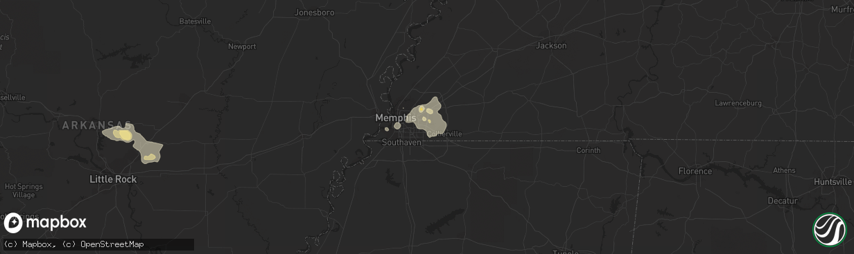 Hail map in Germantown, TN on August 5, 2015