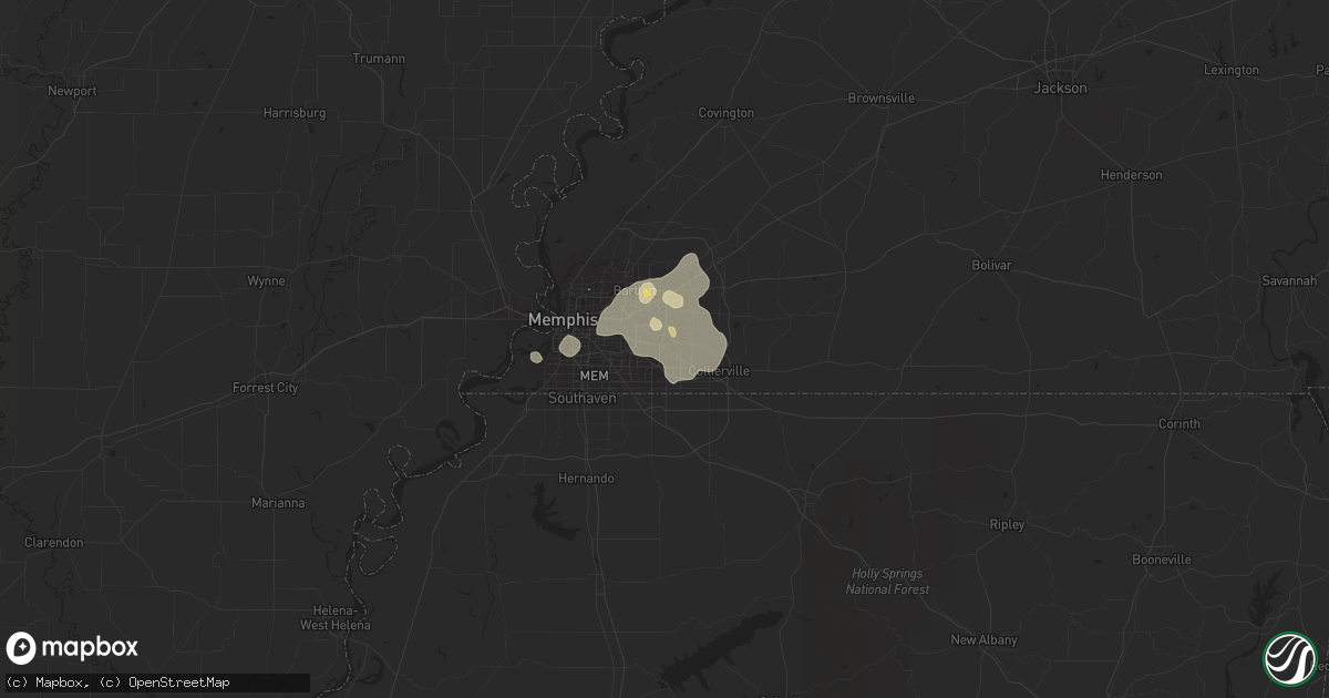 Hail map in Germantown, TN on August 5, 2015