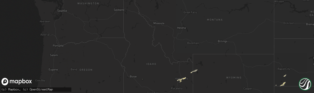 Hail map in Idaho on August 5, 2015