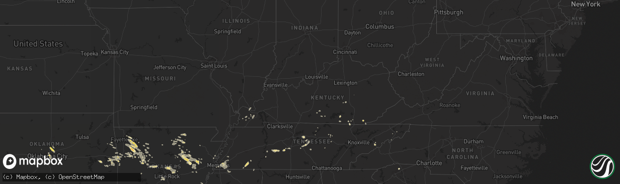 Hail map in Kentucky on August 5, 2015