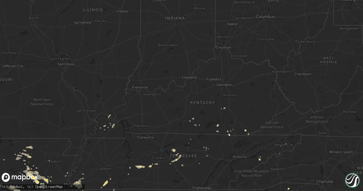 Hail map in Kentucky on August 5, 2015