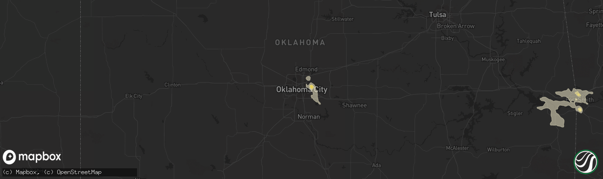 Hail map in Oklahoma City, OK on August 5, 2015