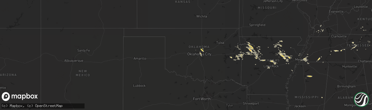 Hail map in Oklahoma on August 5, 2015