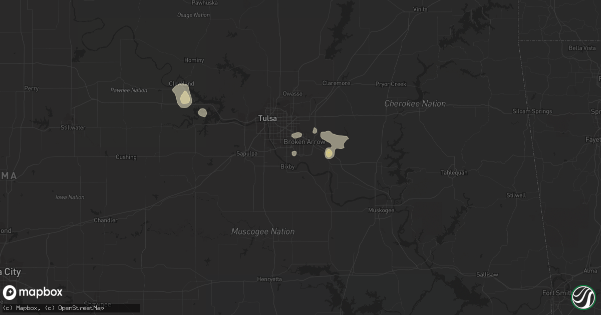 Hail map in Broken Arrow, OK on August 5, 2016