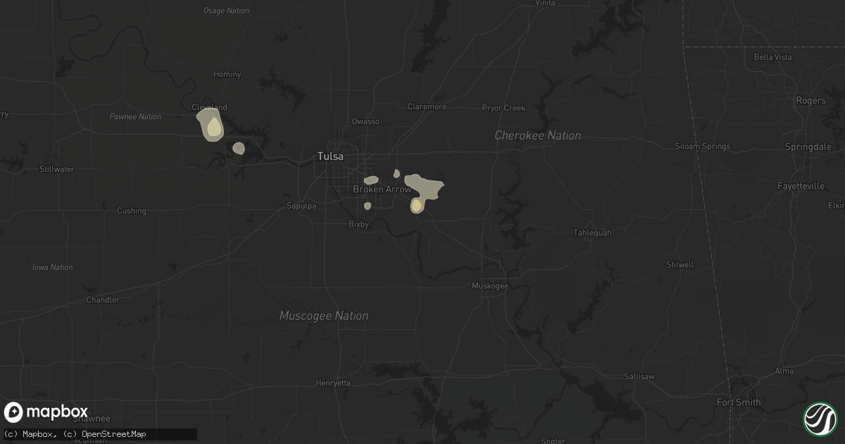 Hail map in Coweta, OK on August 5, 2016