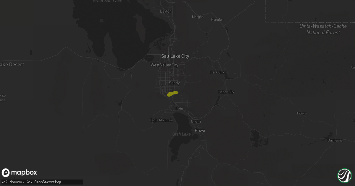 Hail map in Draper, UT on August 5, 2016