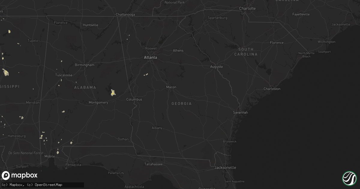 Hail map in Georgia on August 5, 2016