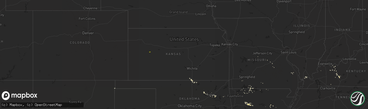 Hail map in Kansas on August 5, 2016