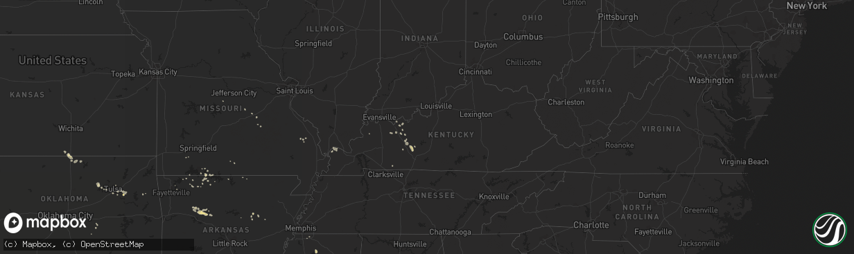 Hail map in Kentucky on August 5, 2016