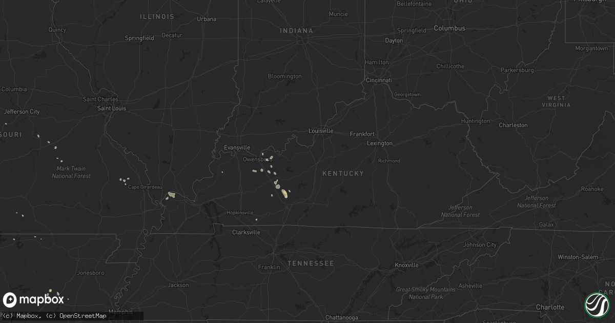 Hail map in Kentucky on August 5, 2016
