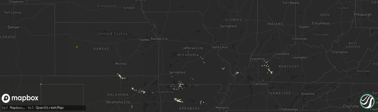 Hail map in Missouri on August 5, 2016