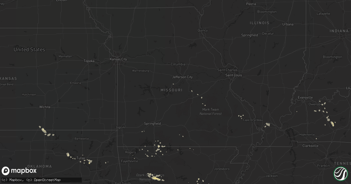 Hail map in Missouri on August 5, 2016