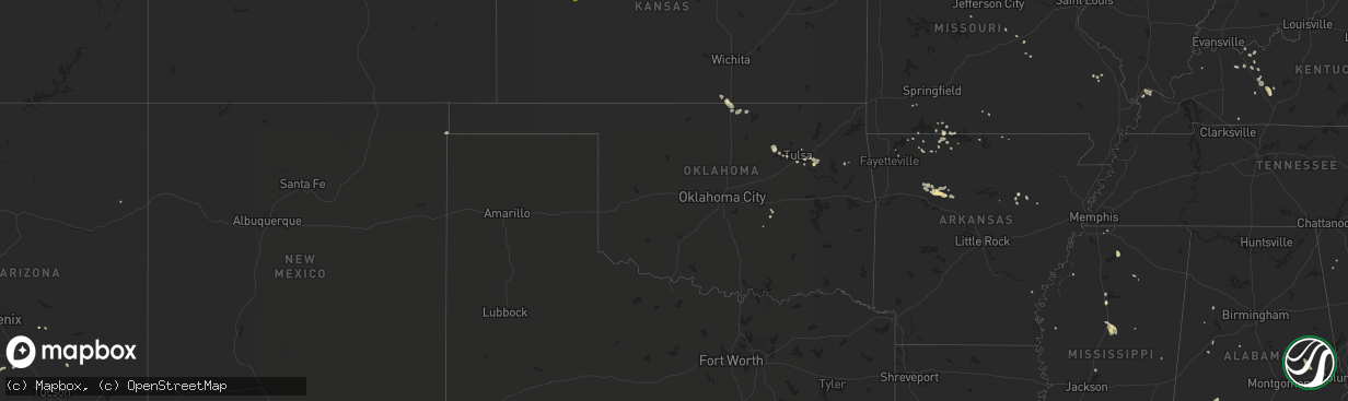 Hail map in Oklahoma on August 5, 2016