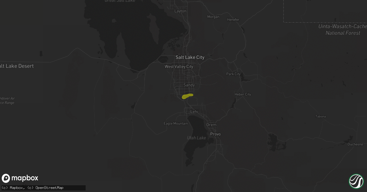 Hail map in Riverton, UT on August 5, 2016