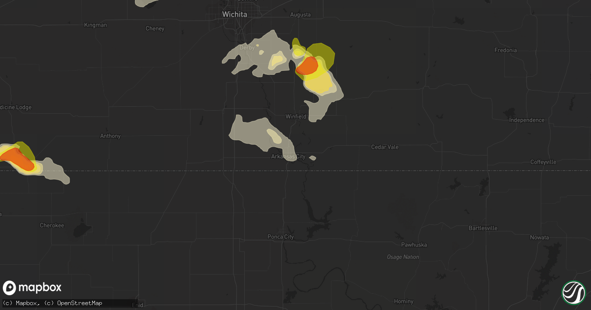 Hail map in Arkansas City, KS on August 5, 2017