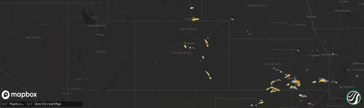 Hail map in Colorado on August 5, 2017