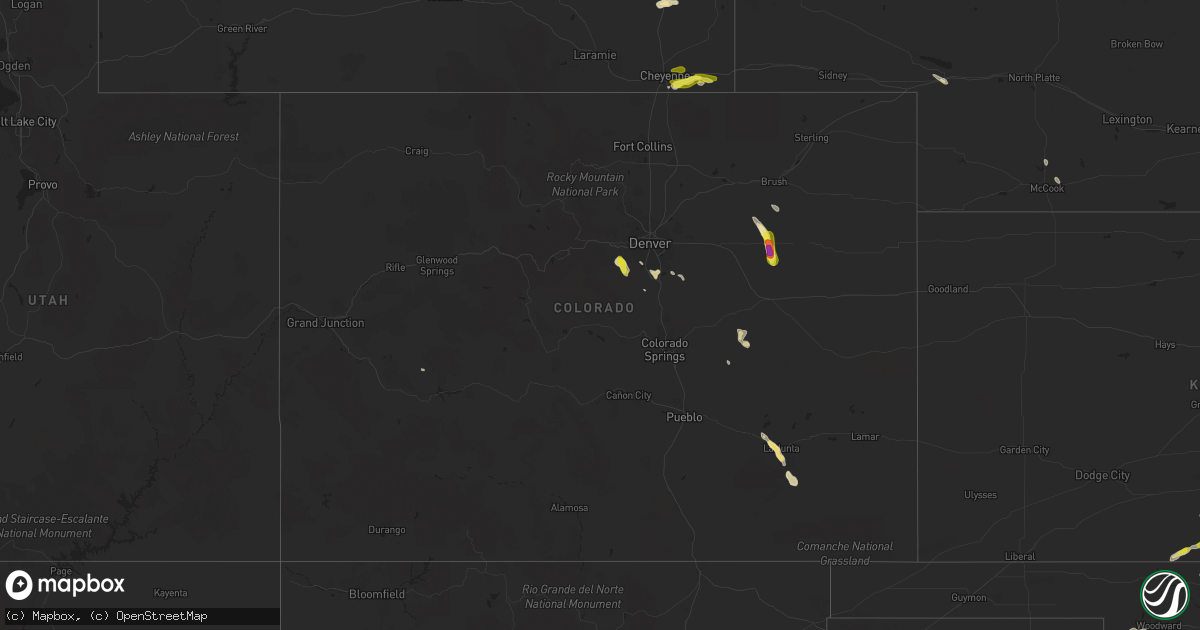 Hail map in Colorado on August 5, 2017