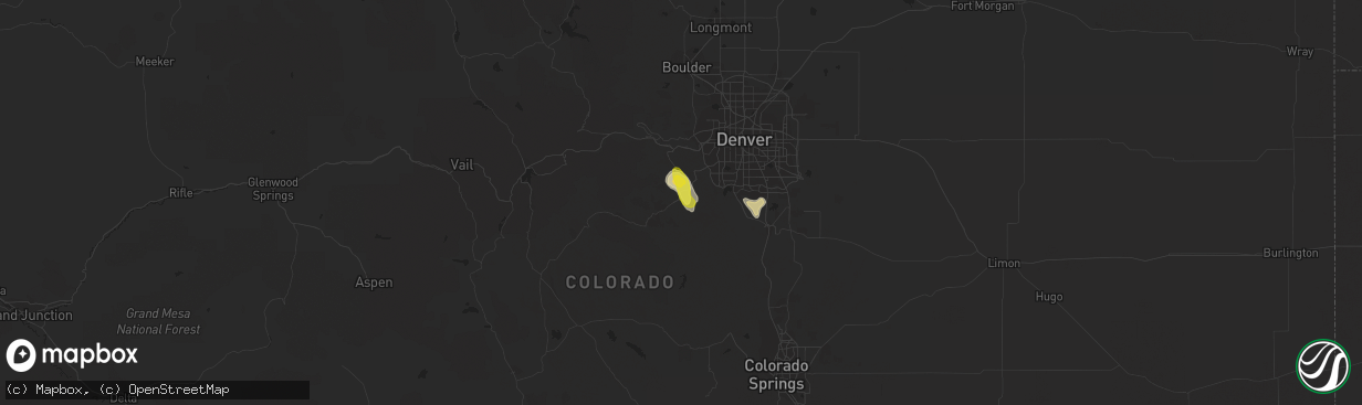 Hail map in Conifer, CO on August 5, 2017