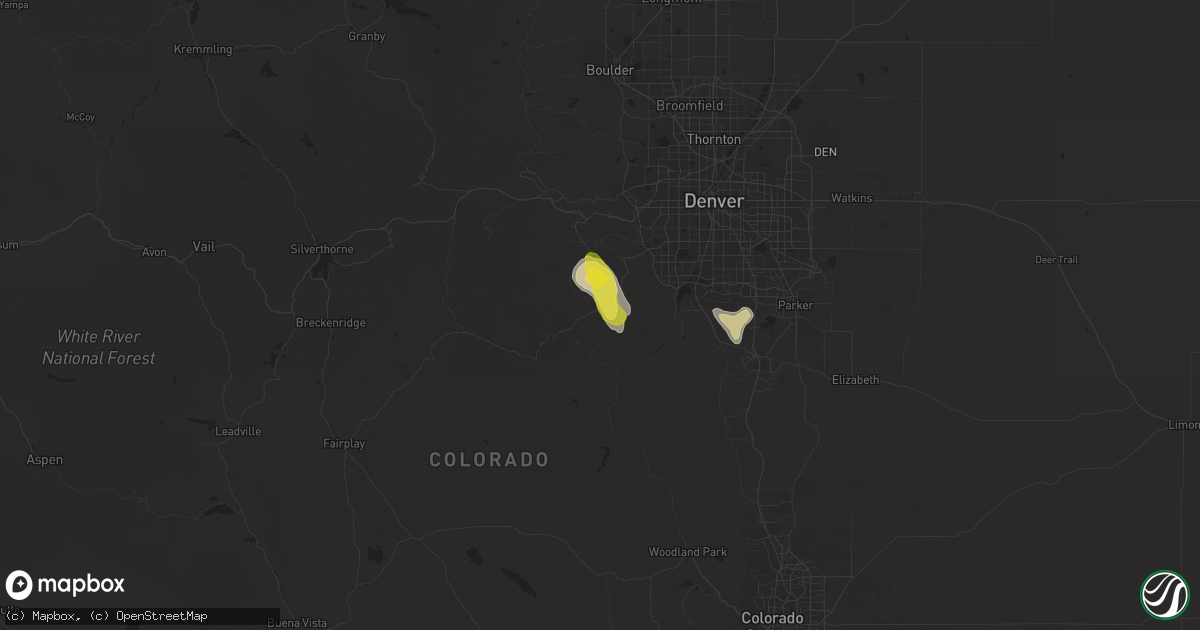 Hail map in Conifer, CO on August 5, 2017