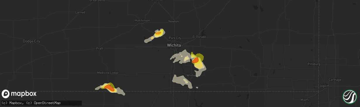 Hail map in Derby, KS on August 5, 2017