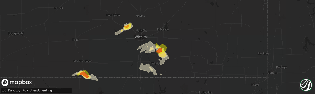 Hail map in Douglass, KS on August 5, 2017