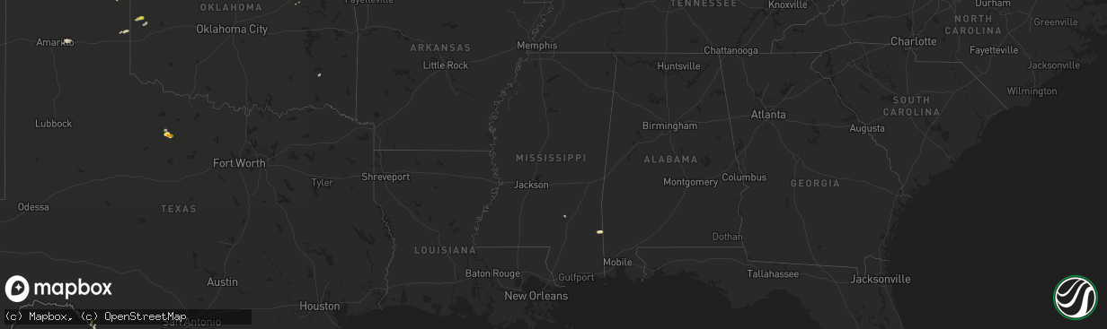 Hail map in Mississippi on August 5, 2017