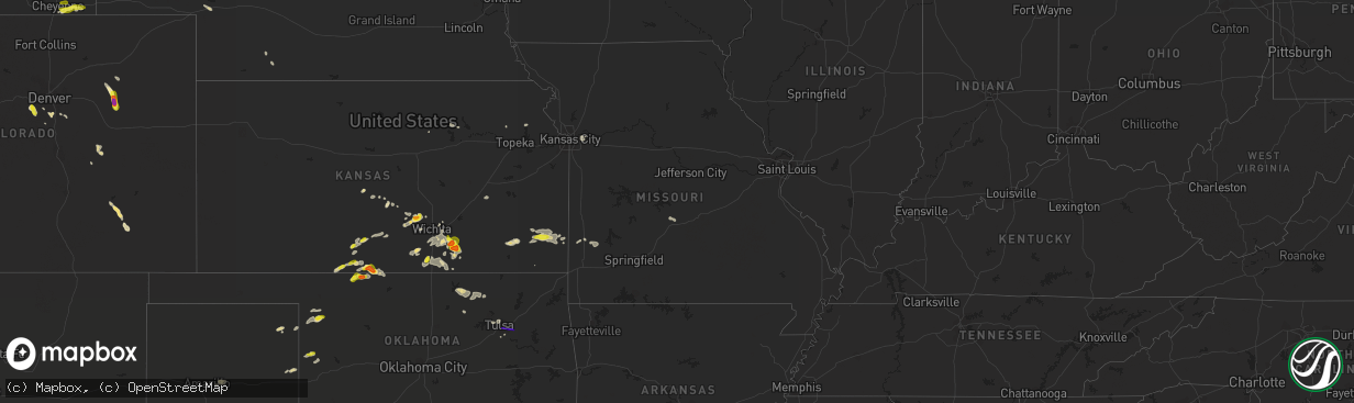 Hail map in Missouri on August 5, 2017