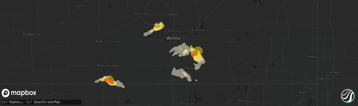 Hail map in Mulvane, KS on August 5, 2017