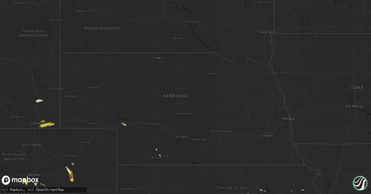 Hail map in Nebraska on August 5, 2017