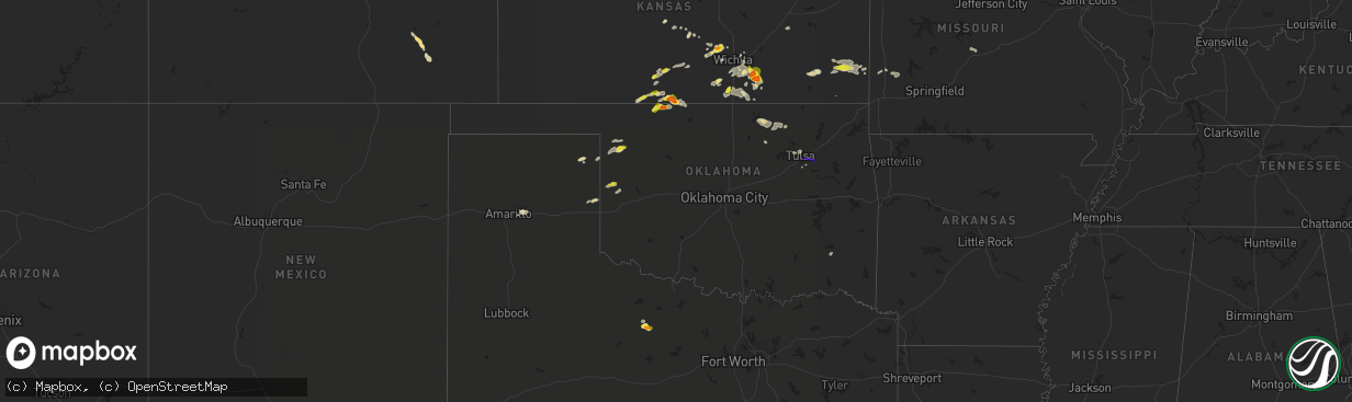 Hail map in Oklahoma on August 5, 2017