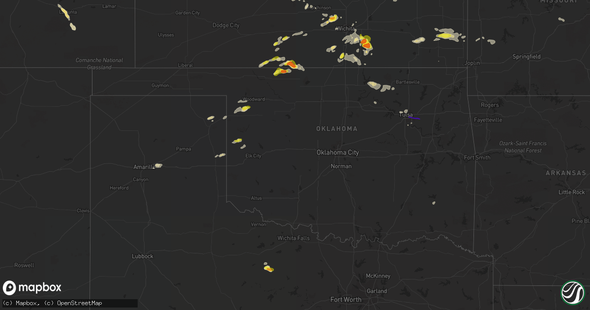 Hail map in Oklahoma on August 5, 2017