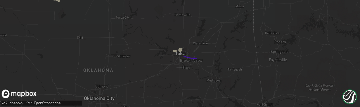 Hail map in Tulsa, OK on August 5, 2017