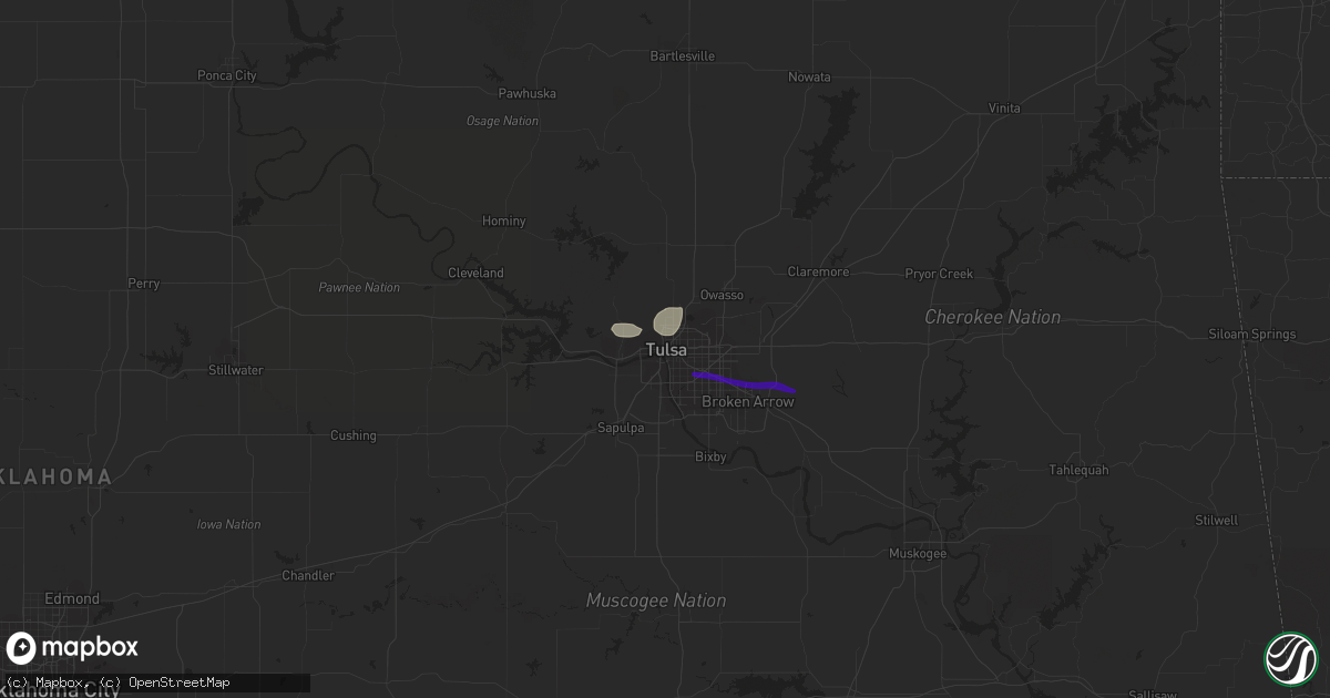 Hail map in Tulsa, OK on August 5, 2017