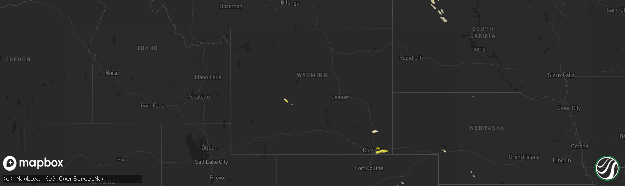 Hail map in Wyoming on August 5, 2017