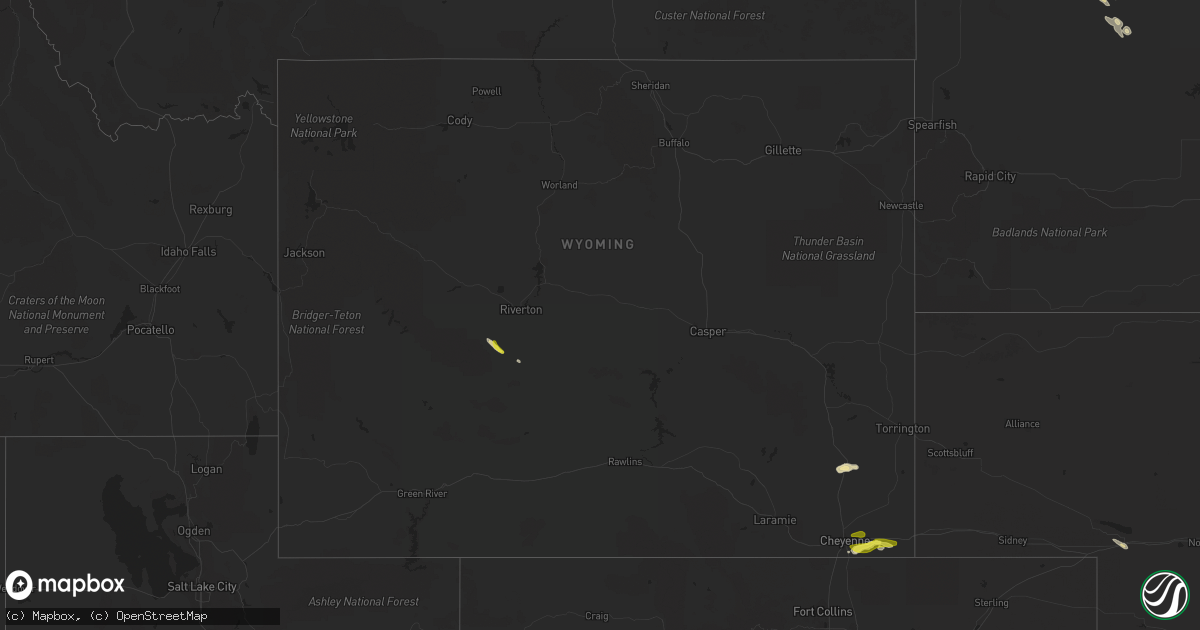 Hail map in Wyoming on August 5, 2017