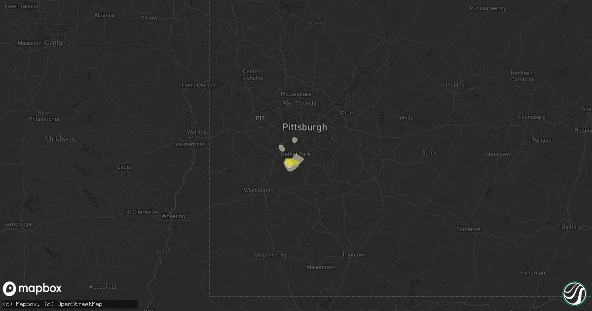 Hail map in Bethel Park, PA on August 5, 2018