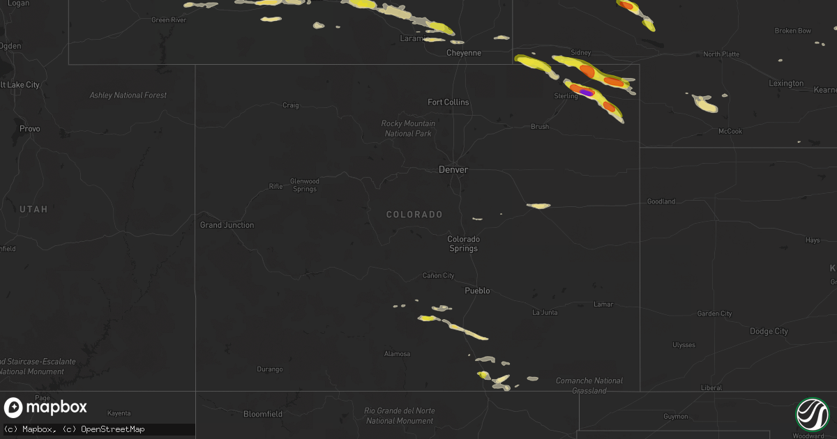 Hail map in Colorado on August 5, 2018