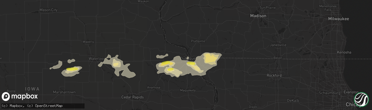 Hail map in Dubuque, IA on August 5, 2018