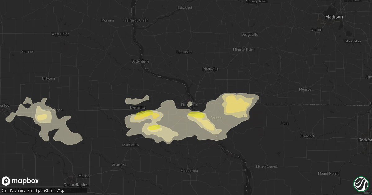 Hail map in Dubuque, IA on August 5, 2018