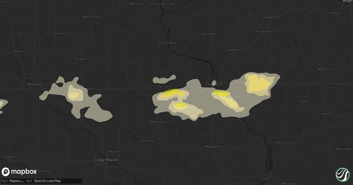 Hail map in Farley, IA on August 5, 2018