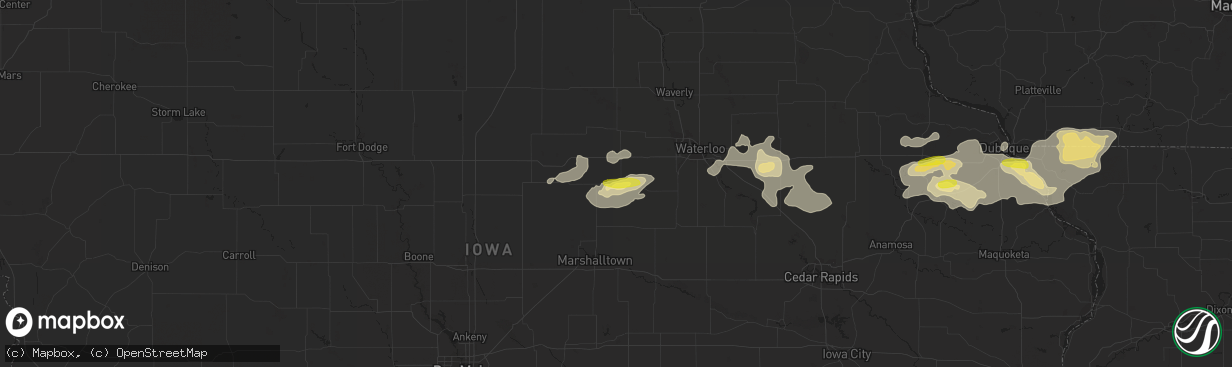 Hail map in Grundy Center, IA on August 5, 2018