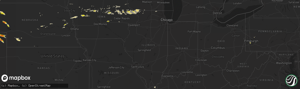 Hail map in Illinois on August 5, 2018